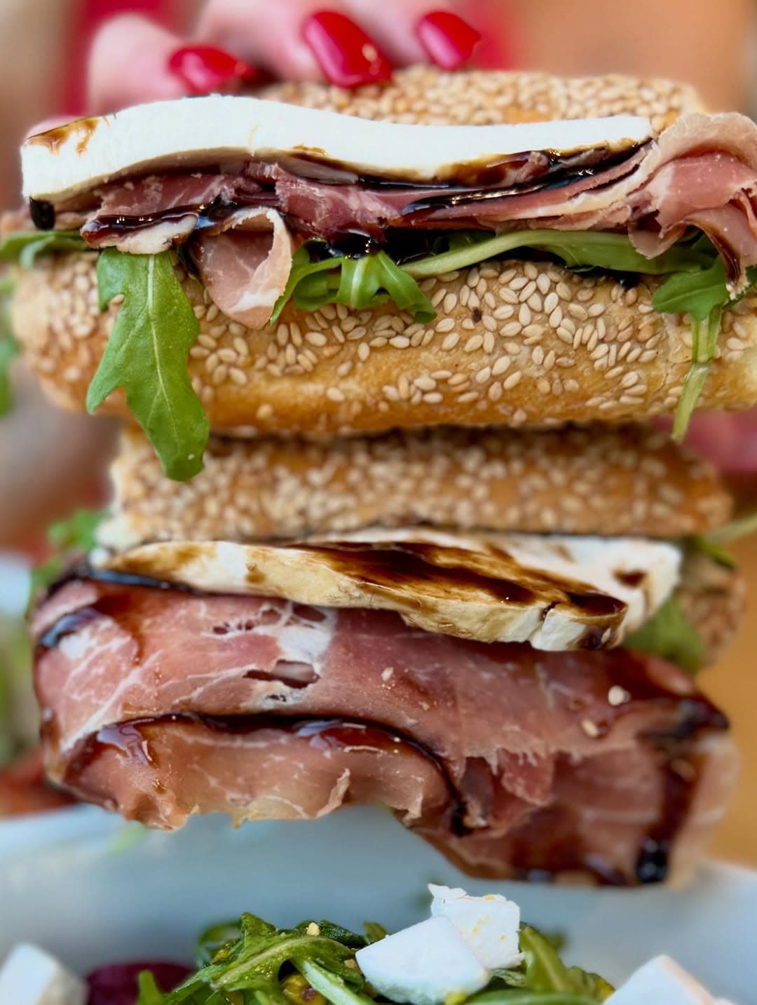 Pepperoni pizza slice with basil